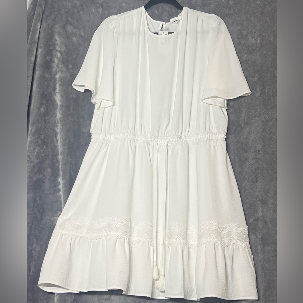 Gorgeous Summer White Dress with Adjustable Waist Feminine Lace & Breezy Sleeves